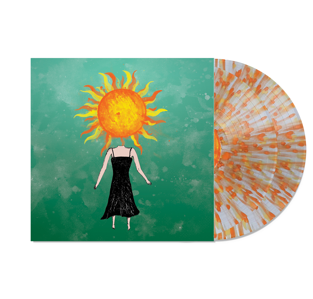The Balance And Composure Separation 15th Anniversary album features an illustrated cover with a sun-headed figure in a black dress on green, alongside a deluxe limited edition vinyl LP with orange, yellow, and gray splatter.