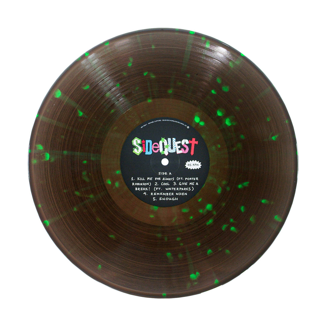 Vinyl record with a colorful label on a white background