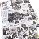 An open zine showcases collages of photos, text, and graphics celebrating Hopeless Records 30th Anniversary, highlighting the brand’s history and eras through band images.