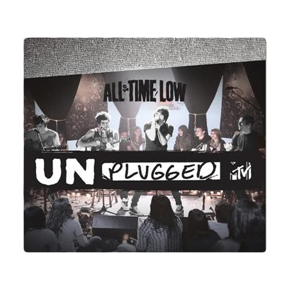 CD Album Cover on a white background. All Time Low - UNPLUGGED MTV. Live shot of the band on stage. 