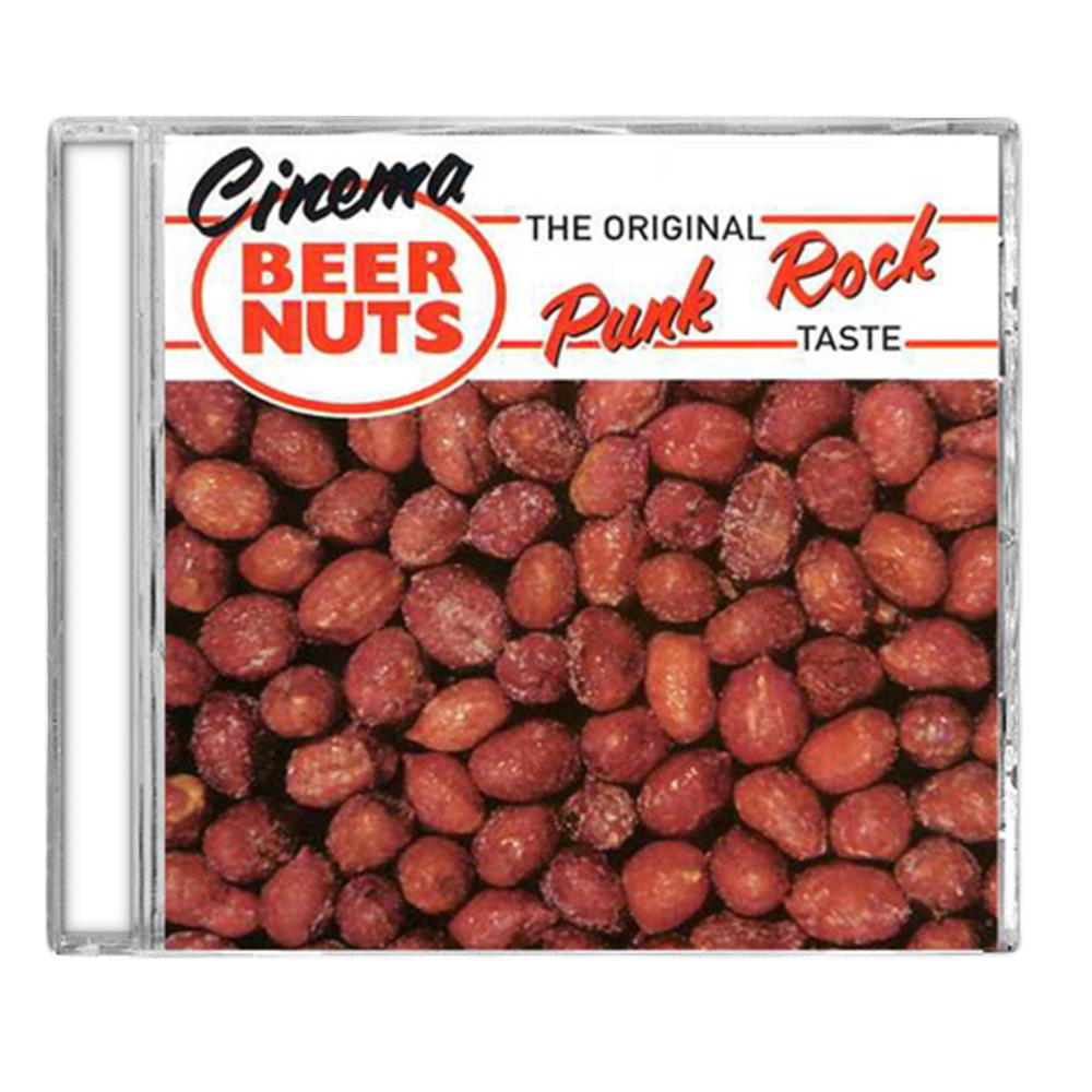 A CD case from Hopeless Records featuring a vibrant cover with red peanuts and the phrase “Cinema Beer Nuts: The Original Punk Rock Taste”—ideal for fans of punk rock bands and compilation albums.