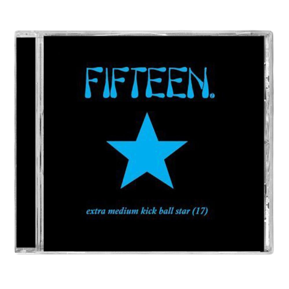 A black CD case from Fifteen features FIFTEEN in blue at the top, a large blue star in the center, and Extra Medium Kickball Star (17) below—an iconic release from the brand.