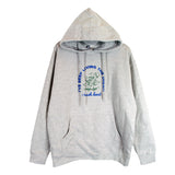A light gray Trash Boat hoodie with a front pocket, featuring a cartoon frog rowing a boat. “I’VE BEEN LIVING THE BREAK” appears above the image and “break boat” is written below in blue and green letters.